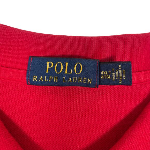 Ralph Lauren Mens 4XLT Polo Short Sleeve Red Cotton Shirt - Picture 5 of 6